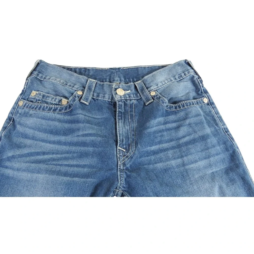 True Religion Ricky Men 34x28 Blue Denim Straight Leg Low Rise Ropey Jeans Pants